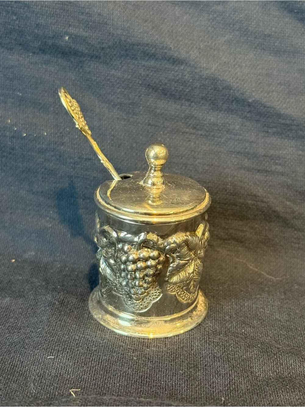 Vintage Portuguese Topazio Cazenovia Silverplate Salt Cellar with Spoon